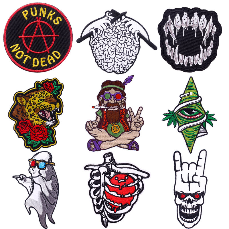 product embroidery cloth sticker embroidery DIY and belt adhesive Patches sticker skull embroidery