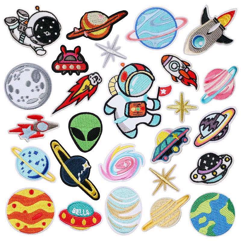 Cartoon planet embroidery cloth sticker embroidery clothing accessories rocket Patches sticker