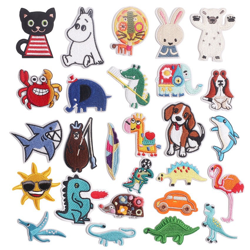 Cartoon Zoo Embroidery hat sock Clothing Hat Decoration Accessories Animal Series Cloth Sticker