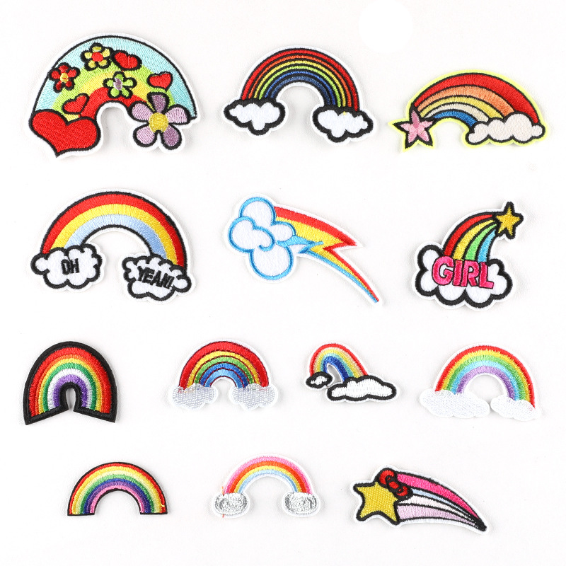Embroidery Clothing Accessories embroidery iron on patches Cloud See RainDIY Clothes Patches Embroidery Stickers Embroidery Label