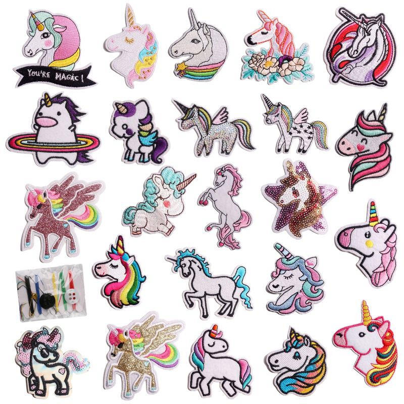 Cartoon unicorn embroidery cloth sticker hat sock clothing accessories Patches sticker embroidery