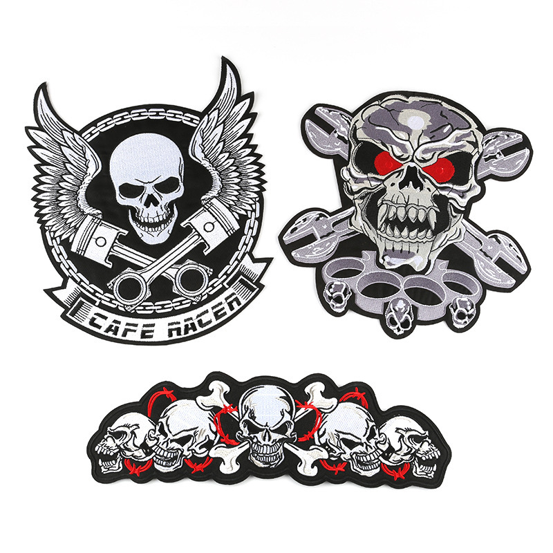 embroidery skull cloth sticker style ghost head large luggage clothing accessories embroidery Patches sticker