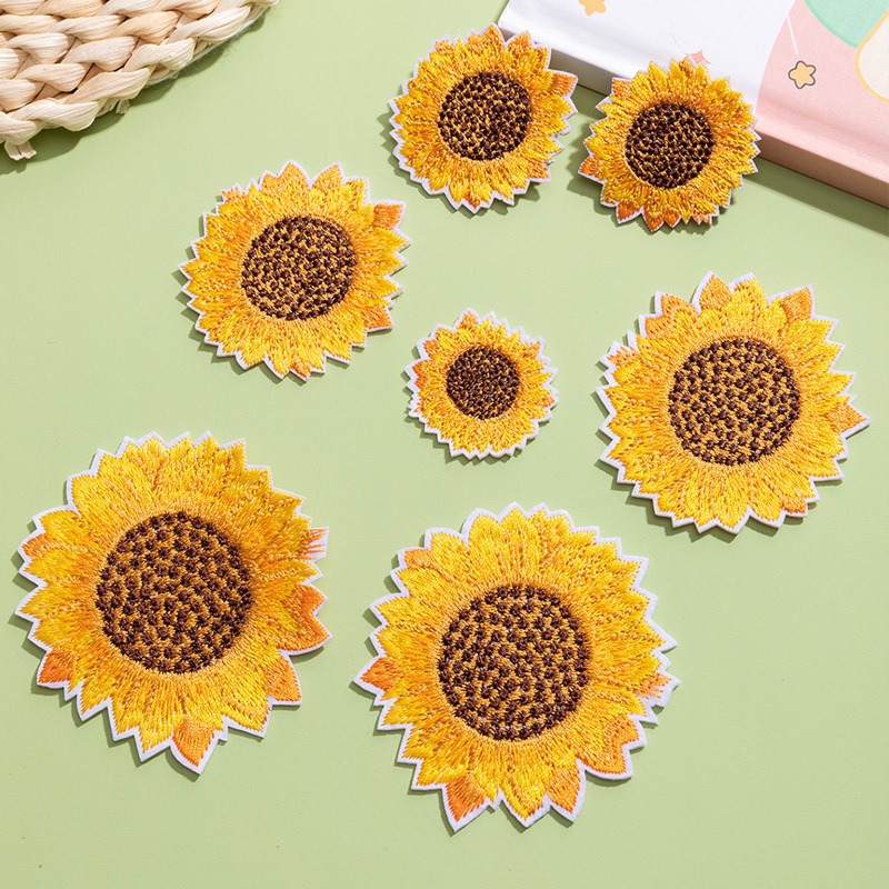 Sunflower cloth sticker flower DIY hand account decorative sticker clothing Patches sticker washable embroidery sticker cute new