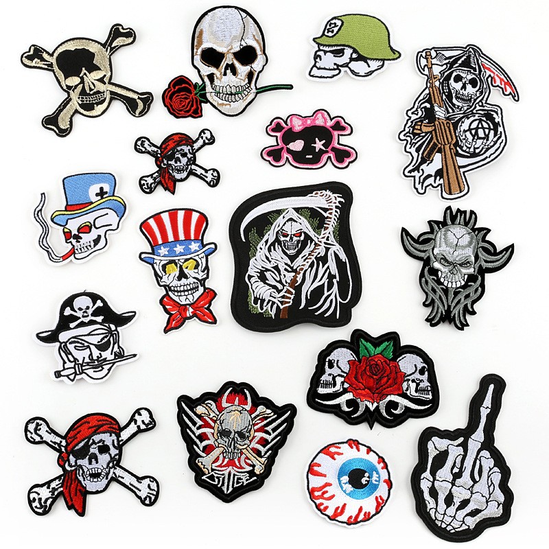 DIY embroidery style skull Patches shoe and hat decoration badge clothing accessories embroidery sticker