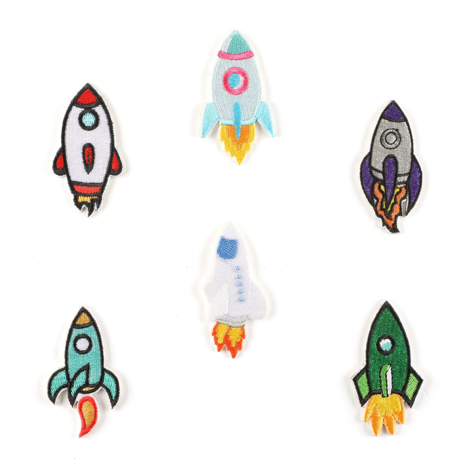 Embroidery Label Space Rocket Embroidery Clothing Accessories Shoes and Hats Accessories Patches Stickers DIY Self-Adhesive iron on patches