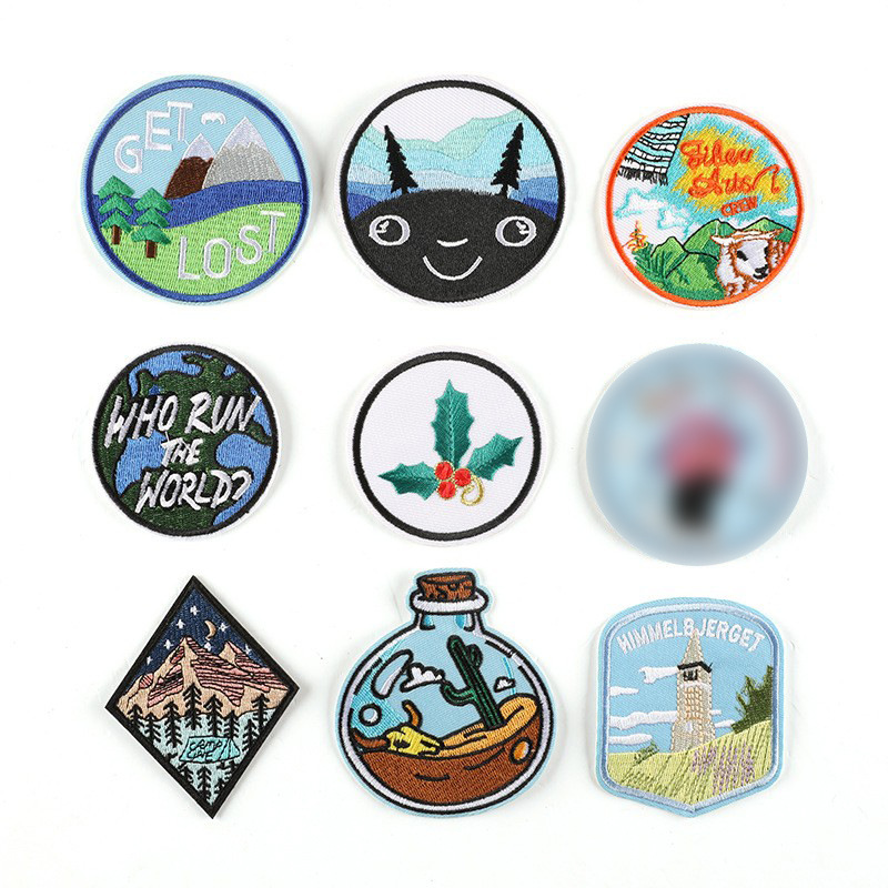 embroidery cloth sticker round animal avatar badge clothing accessories adhesive DIY Patches sticker embroidery label cloth sticker