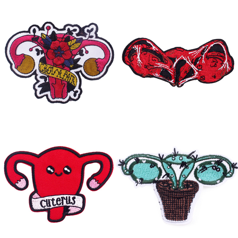cartoon anime uterus embroidery cloth sticker feminist DIY Patches stickers