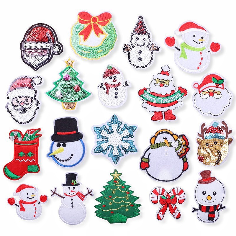 Christmas series embroidery cloth sticker cartoon Christmas snowflake Patches sticker sequins