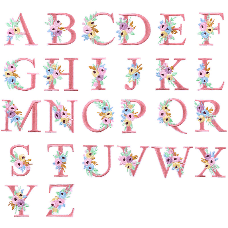 products Cartoon letter embroidery cloth sticker DIY English flower embroidery cloth sticker parent-child clothing ironable patch