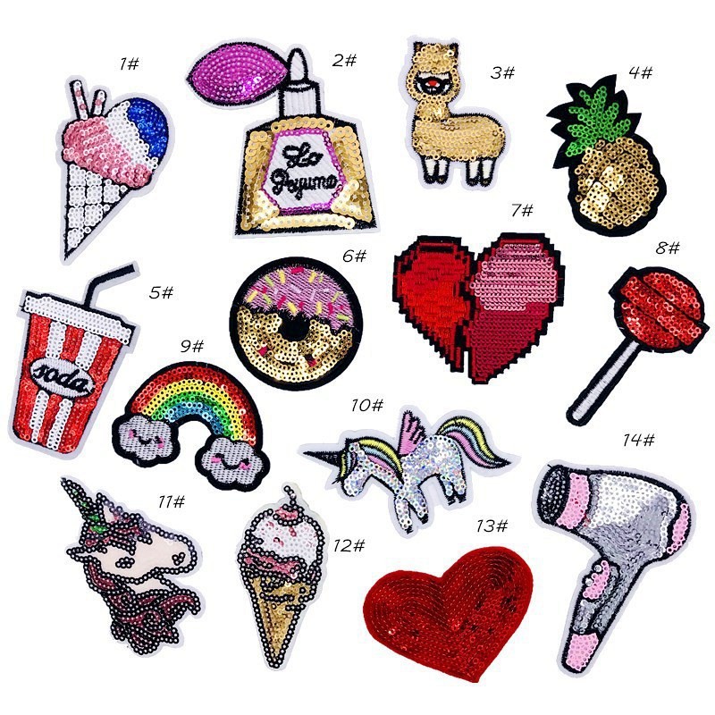 iron on patches Perfume Ice Cream Unicorn Lollipop Clothes Accessories Decorative Stickers