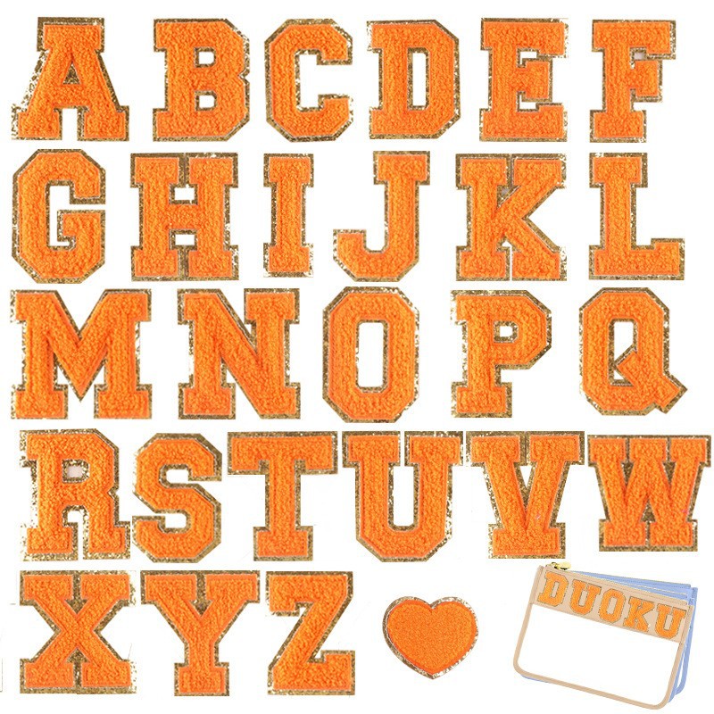 Embroidery Mark Orange English Alphabet Embroidery Badge Mark Clothing Accessories Embroidery Cloth Sticker