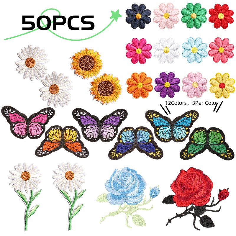 butterfly embroidery sticker rose embroidery cloth sticker clothes ironing Patches sticker