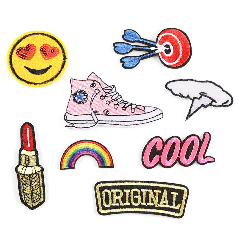 Embroidery label DIY Patches sticker badge English letter cloth label Shoes and hats Luggage clothes accessories Embroidery sticker cloth sticker