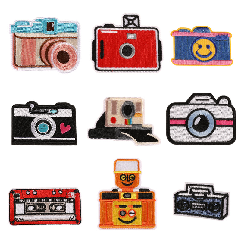 embroidery label embroidery sticker cartoon camera shoe accessories Patches DIY cloth label shoe and hat accessories cloth sticker