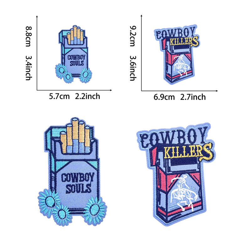 embroidery DIY sticker clothes Patches Embroidery sticker cartoon cigarette box cloth sticker