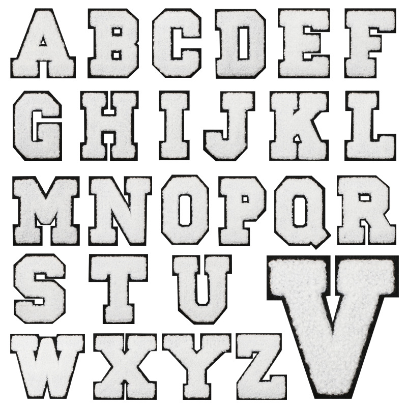 white 7cm 26 letters bag cloth sticker jacket embroidery Patches sticker ironing