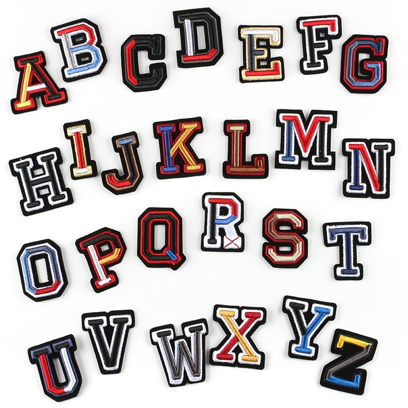 26 English letters embroidery hat badge chest badge embroidery Patches sticker clothing accessories badge embroidery cloth sticker
