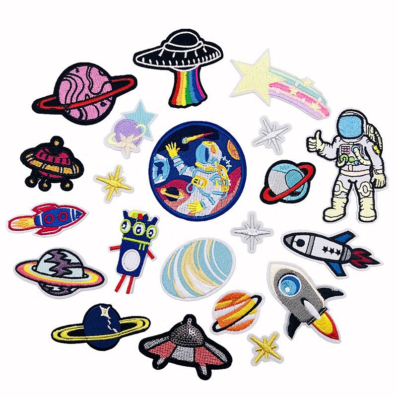cartoon embroidery sticker rocket clothing cloth sticker bag sticker