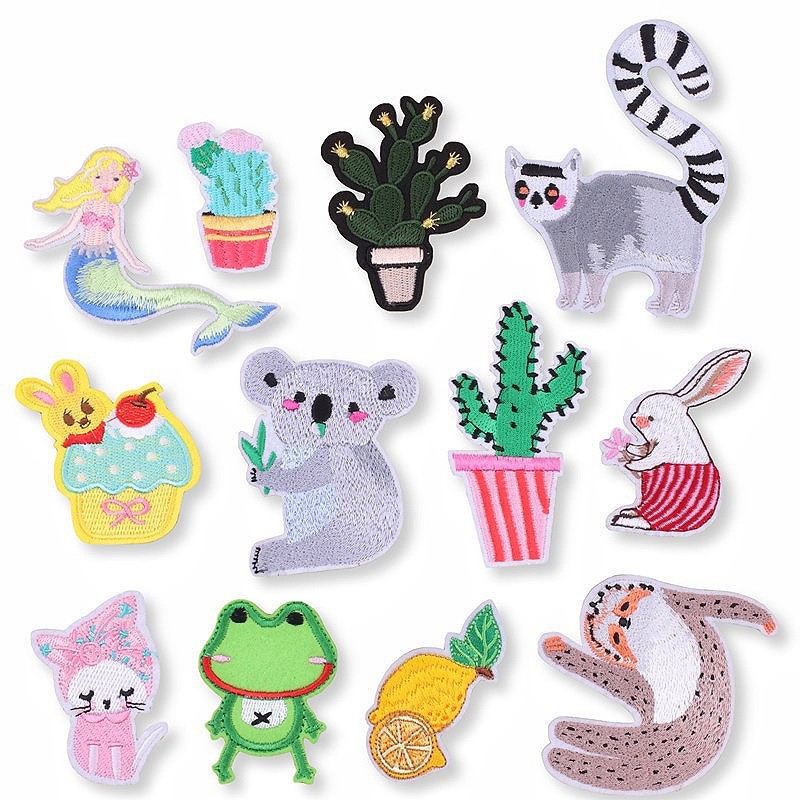 cartoon raccoon rabbit mermaid embroidery cloth sticker hat sock clothing decorative Patches stickerprocessing