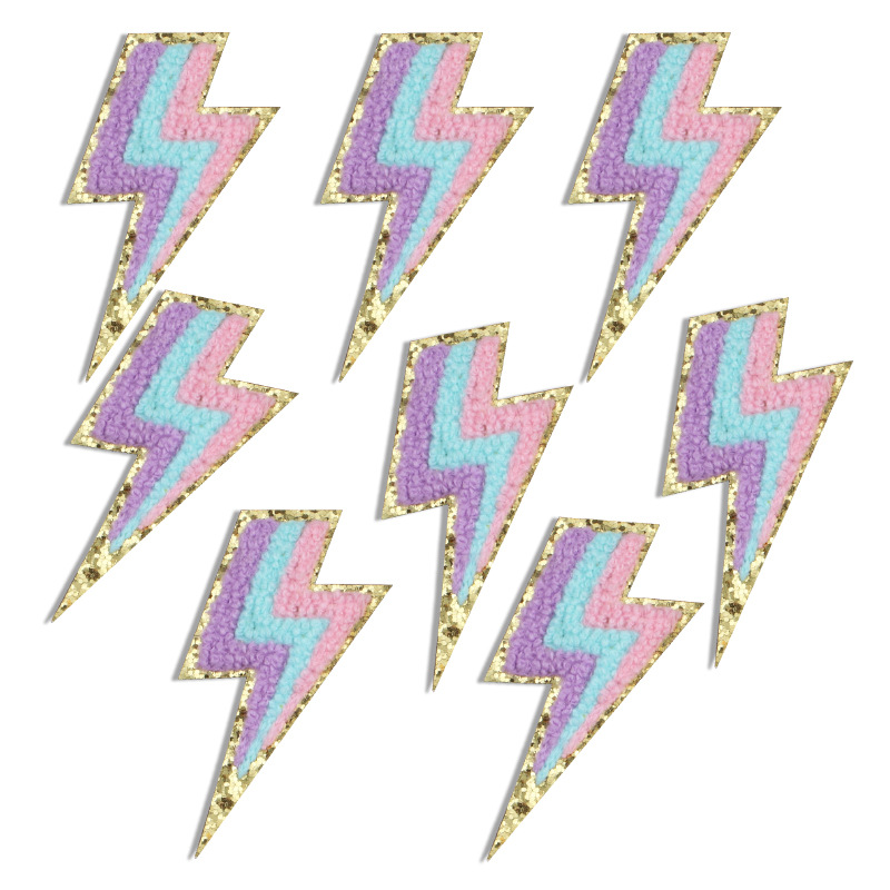 Glitter Lightning Embroidery Clothes Bag Embroidery Cloth Sticker Ironing Patches Sticker