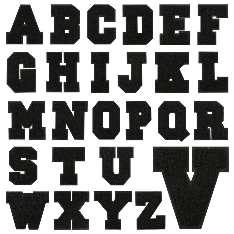 Black 7cm embroidery 26 letters bag cloth sticker clothes embroidery Patches sticker ironing