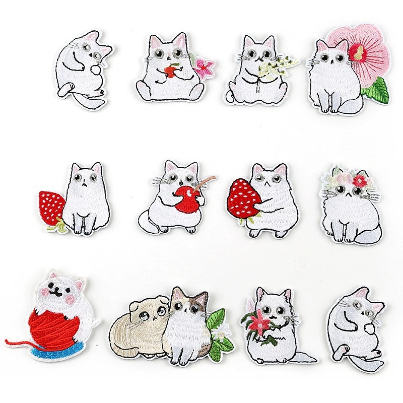 Embroidery sticker accessories cartoon cat accessories chest sticker adhesive Patches badge cloth label cloth sticker