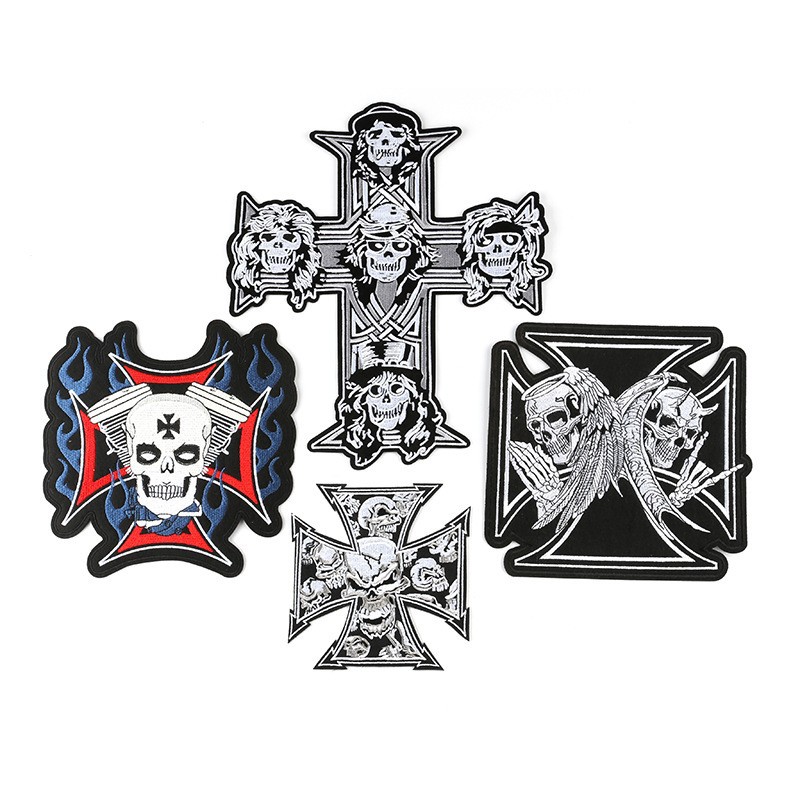 Skull cloth sticker embroidery label Patches sticker style ghost head large clothing accessories DIY embroidery sticker