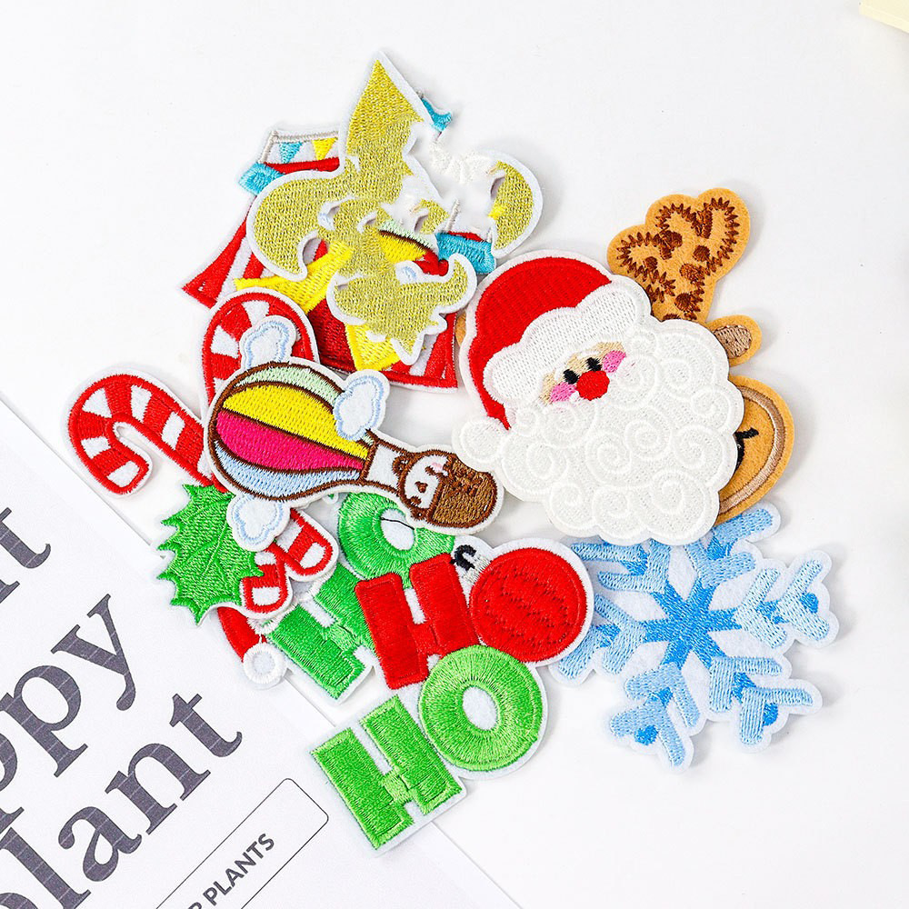 Christmas embroidery cloth sticker Embroidery Christmas stockings sleigh candy hat Patches sticker sticker new