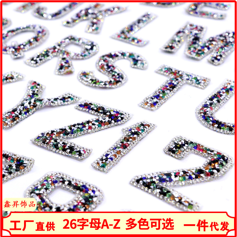 English alphanumeric love diamond map adhesive cloth sticker shoes and hats luggage clothing accessories net