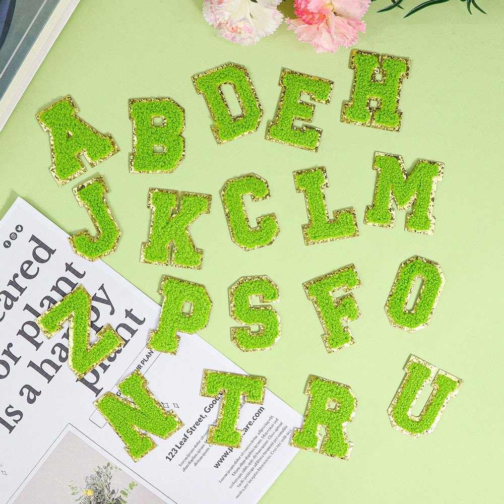 Letters gedges towels embroidery labels, iron on patches large embroidery stickers shoes and hats patches non-sewn washable