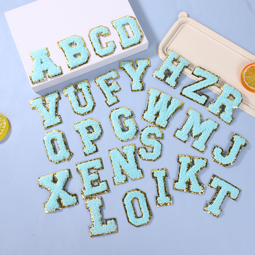 Blue letter embroidery sticker Embroidery cloth sticker Large sticker Embroidery cloth sticker Embroidery Patches sticker Cartoon embroidery sticker