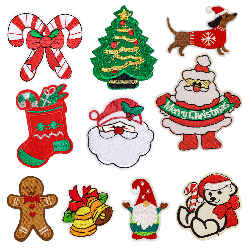 Christmas cloth sticker Patches sticker embroidery sticker large DIY Santa Claus Christmas tree Patches badge embroidery 1