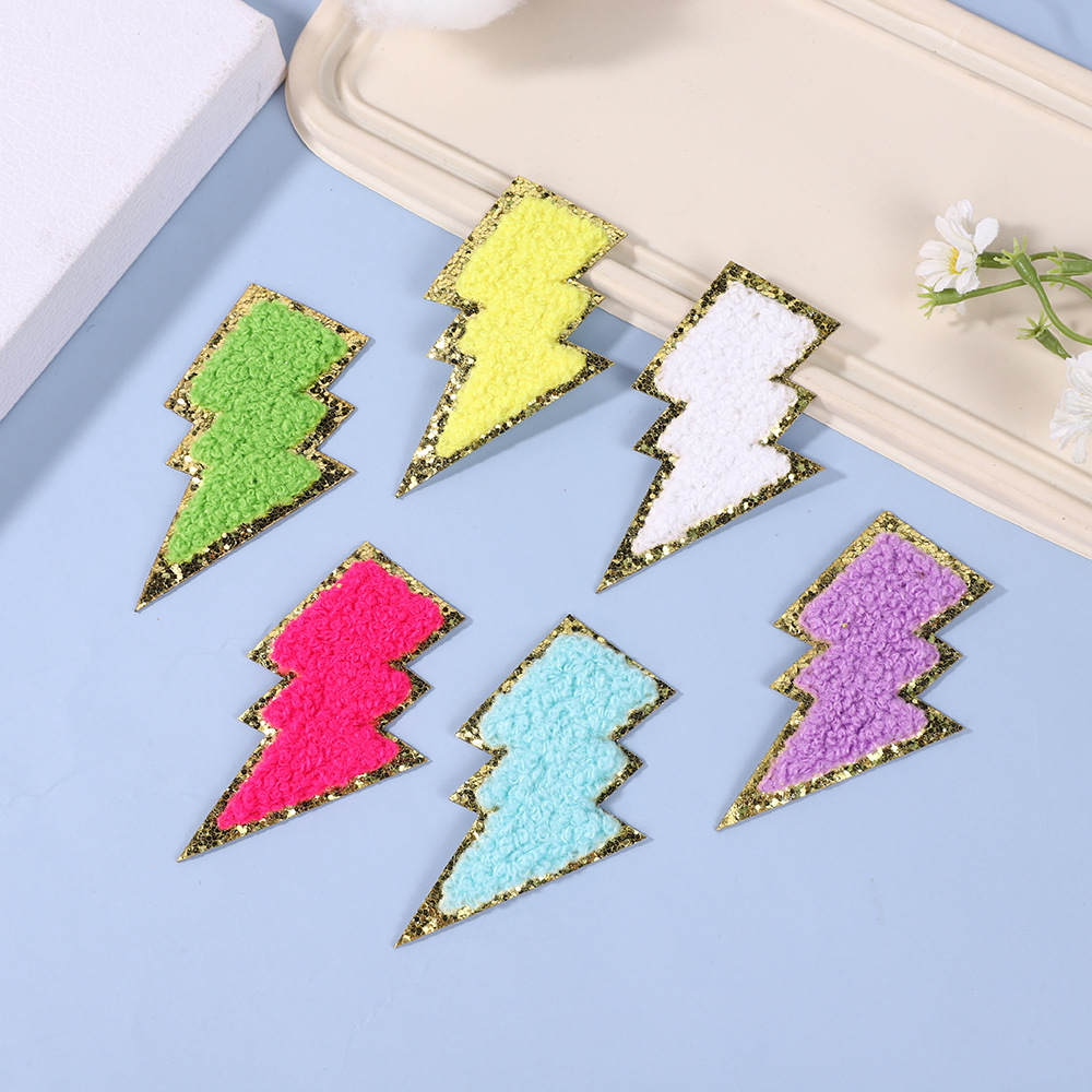 Lightning embroidery cloth sticker large embroidery sticker embroidery clothing hat bag Patches sticker washable