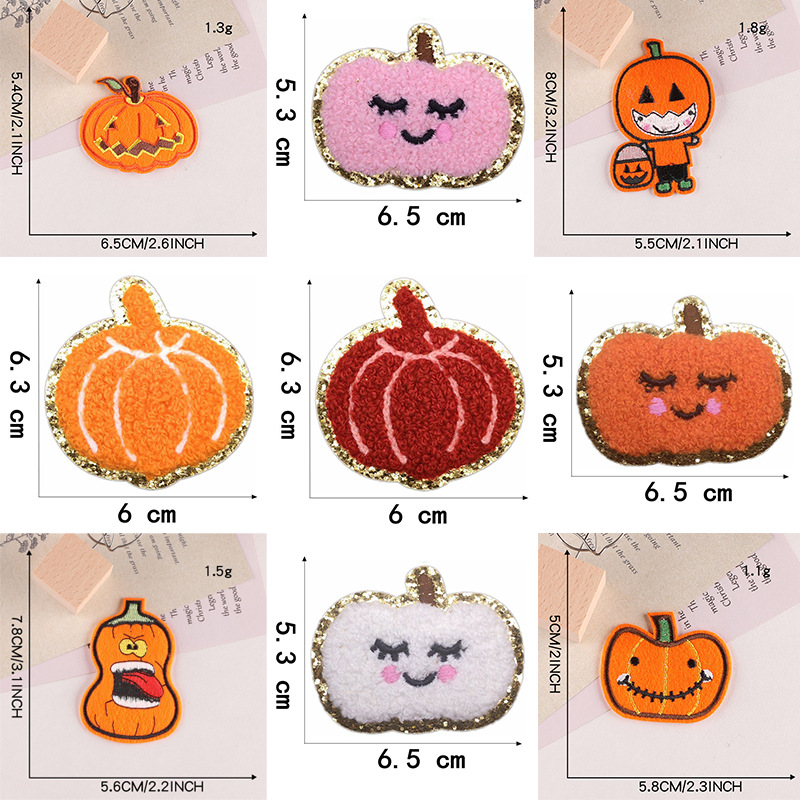 Halloween pumpkin embroidery cloth sticker large shoe and hat clothing Patches sticker sticker and washable new