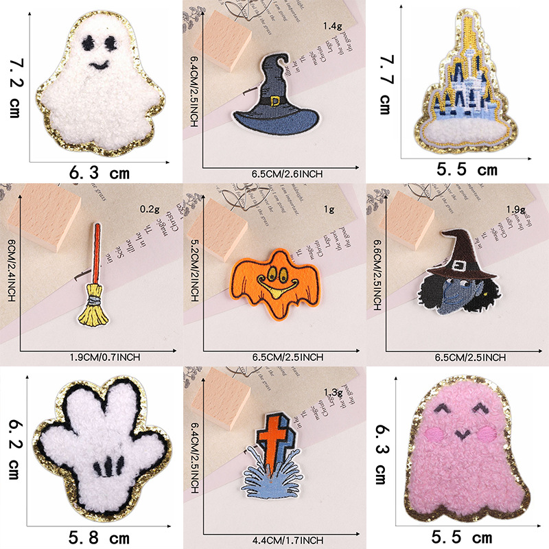 Halloween element embroidery Patches stickers sticker patterns shoes hats bags clothing, iron on patches large patterns and washable