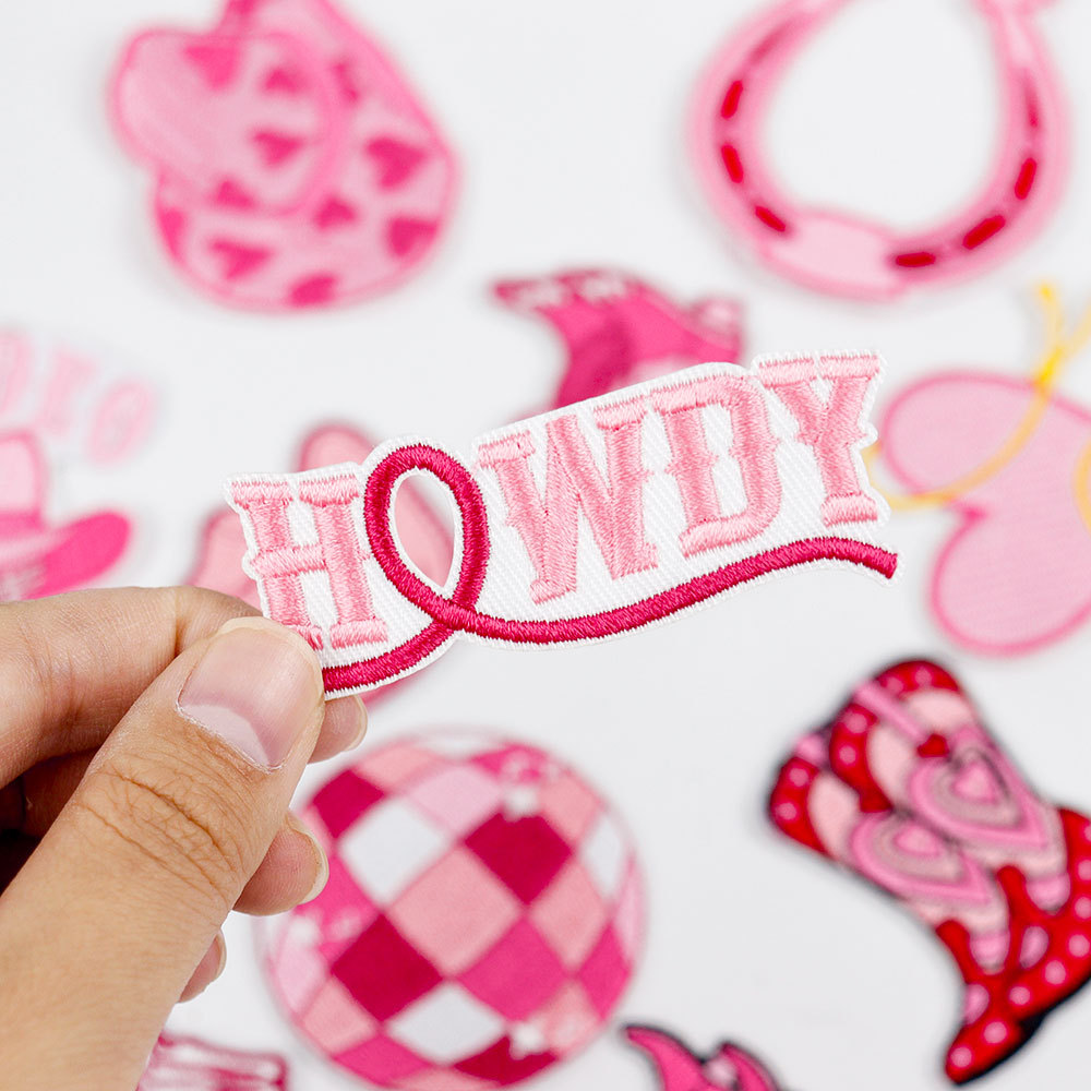 pink western embroidery sticker cloth sticker hat jacket Patches sticker patch