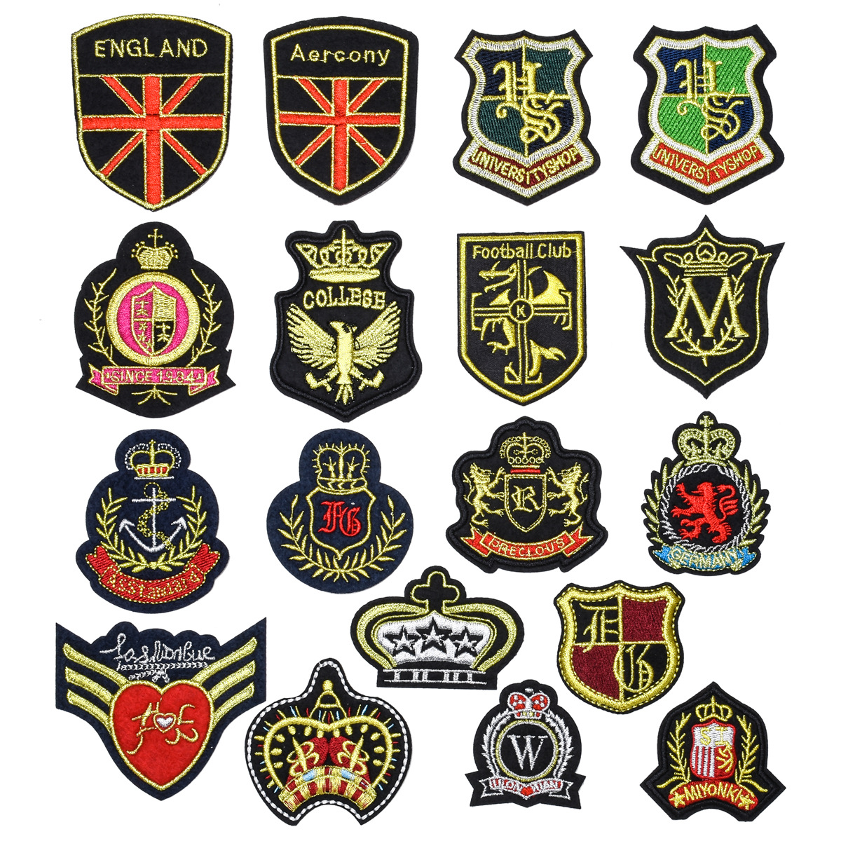 Gold thread college style badge clothing accessories patch patch badge chest shoes and hats bag accessories decal