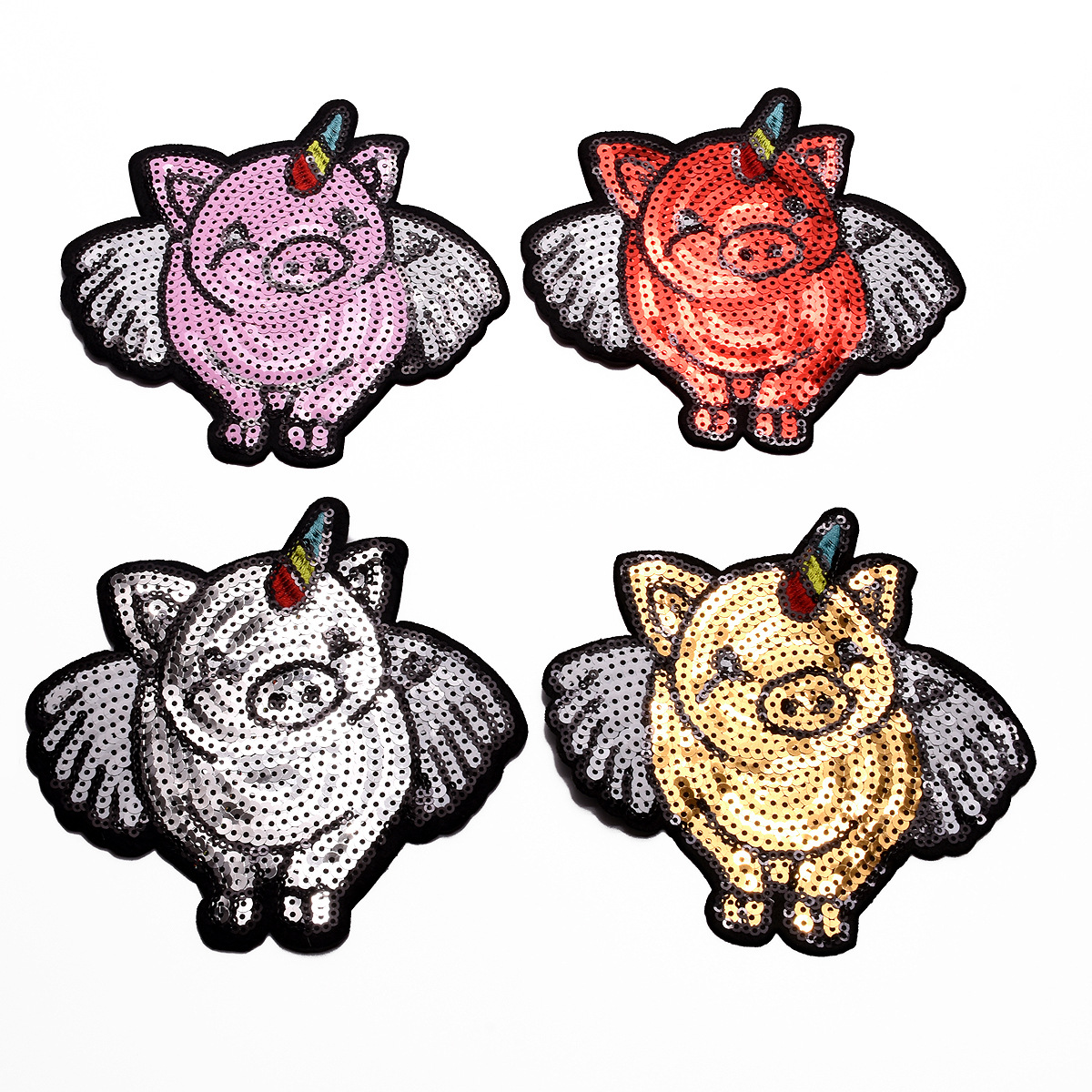 Gold sequined wings with adhesive-backed angel pig patch sticker clothing luggage accessories cloth cloth sticker