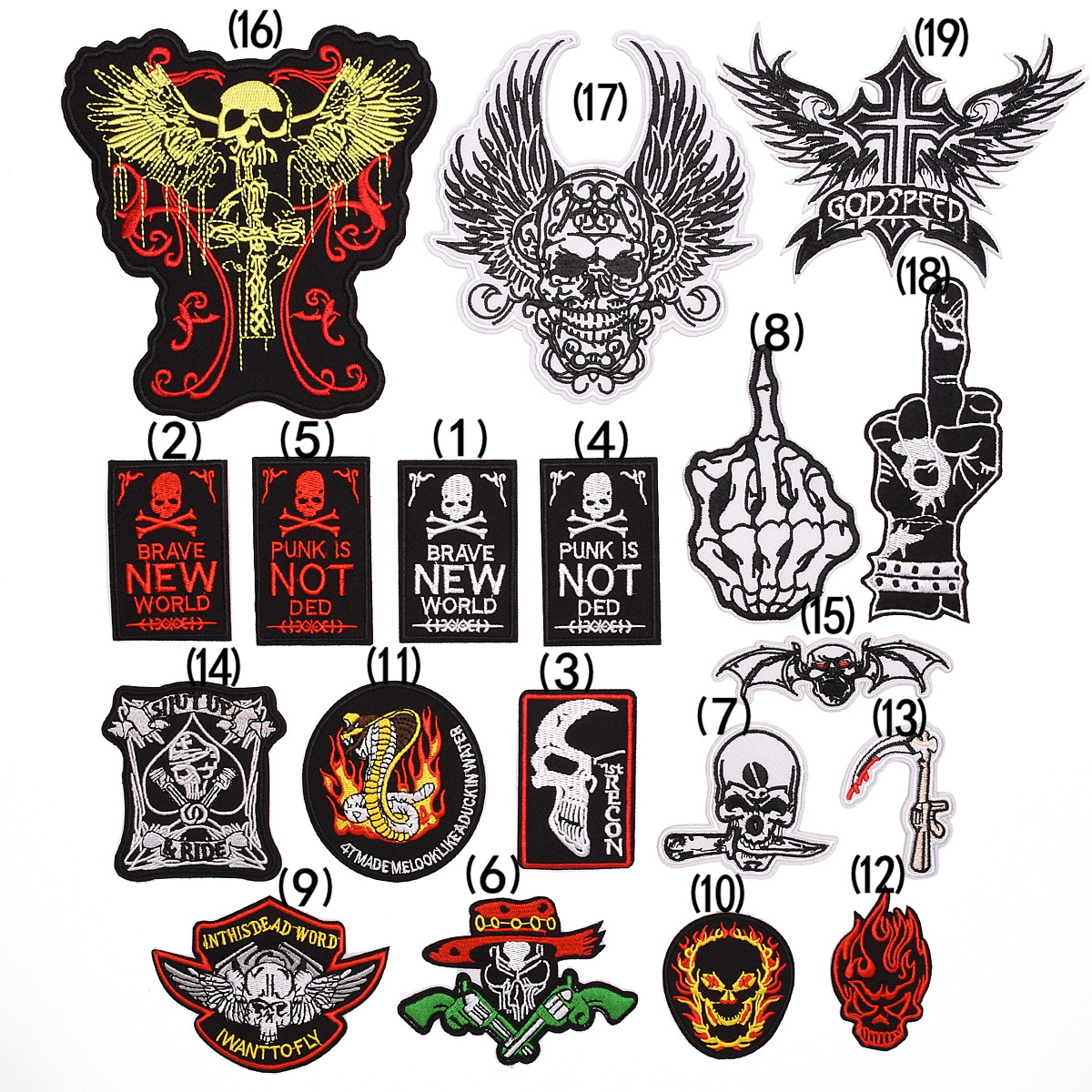 Embroidery cloth sticker clothing accessories badge skull finger adhesive patch sticker shoes, hats, bags, clothing accessories sticker