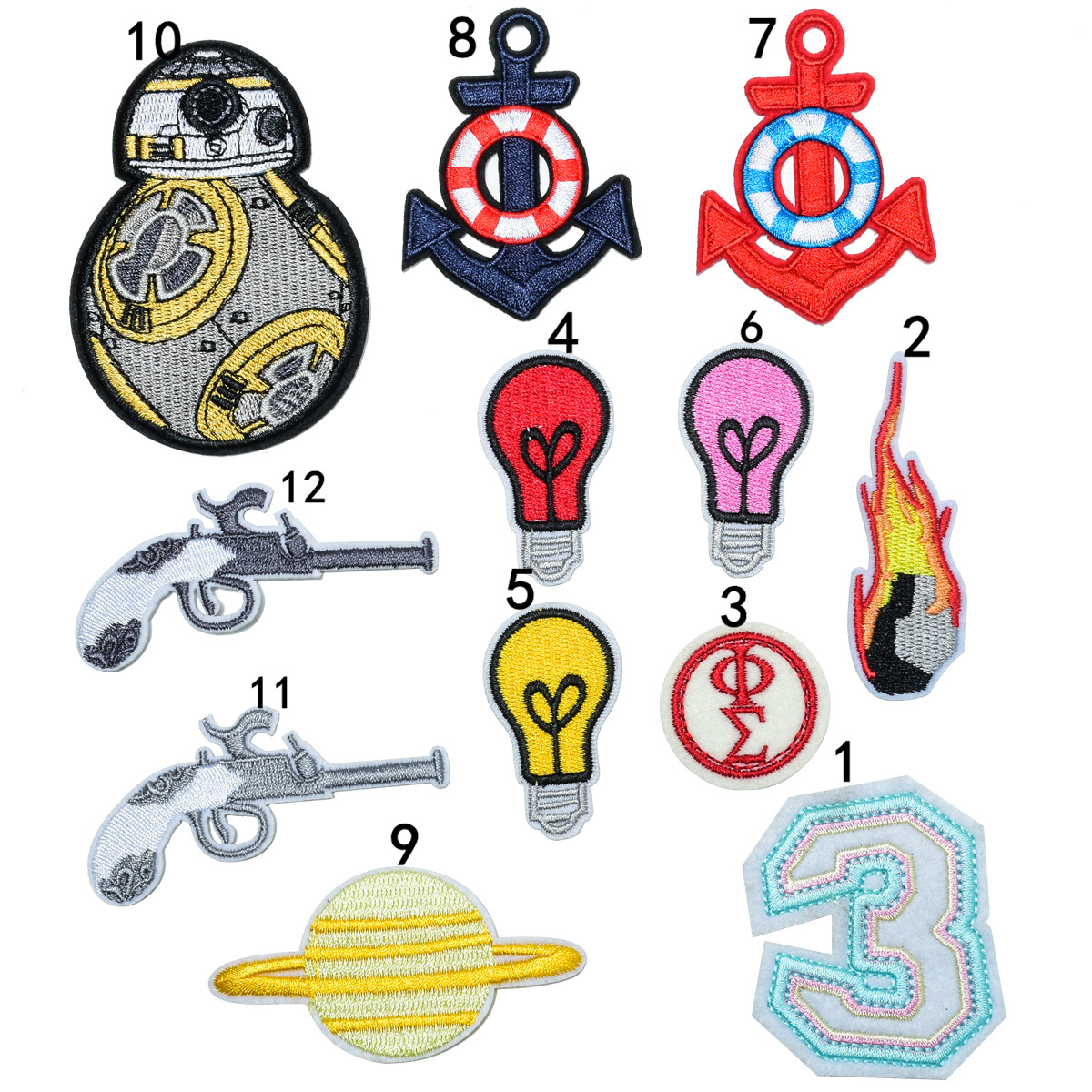 Embroidery cloth sticker badge clothing shoes and hats bag accessories letter light bulb patch sticker e-commerce accessories