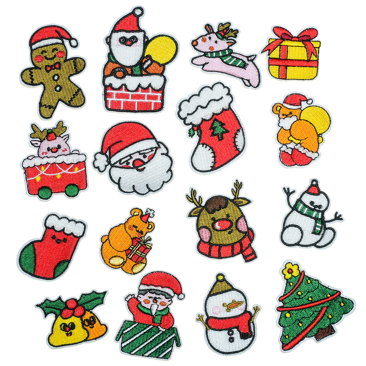 Embroidery Christmas Series Cloth Stickers Santa Claus Christmas Tree Small Cloth Stickers Patches