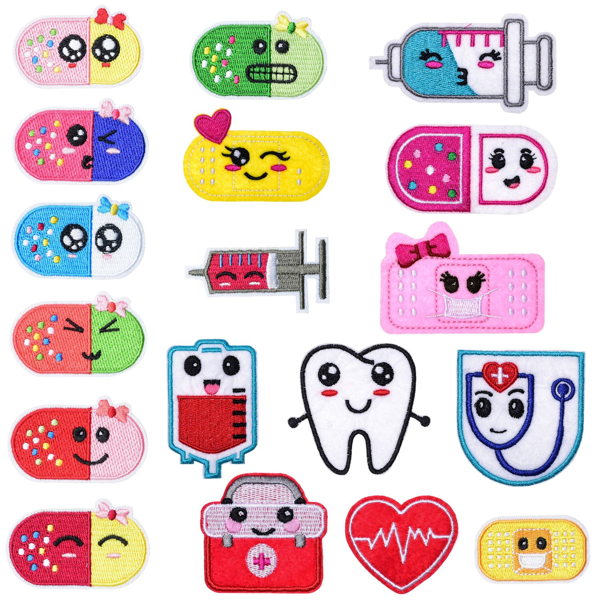 sticker cartoon medical care small cloth sticker tooth pill box syringe bag children's clothes decoration