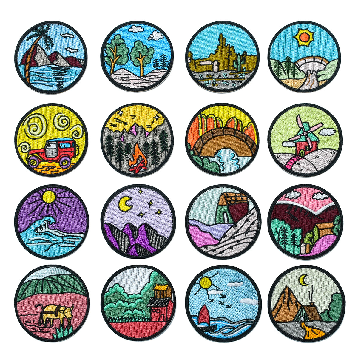 outdoor landscape round badge clothing accessories DIY patch badge
