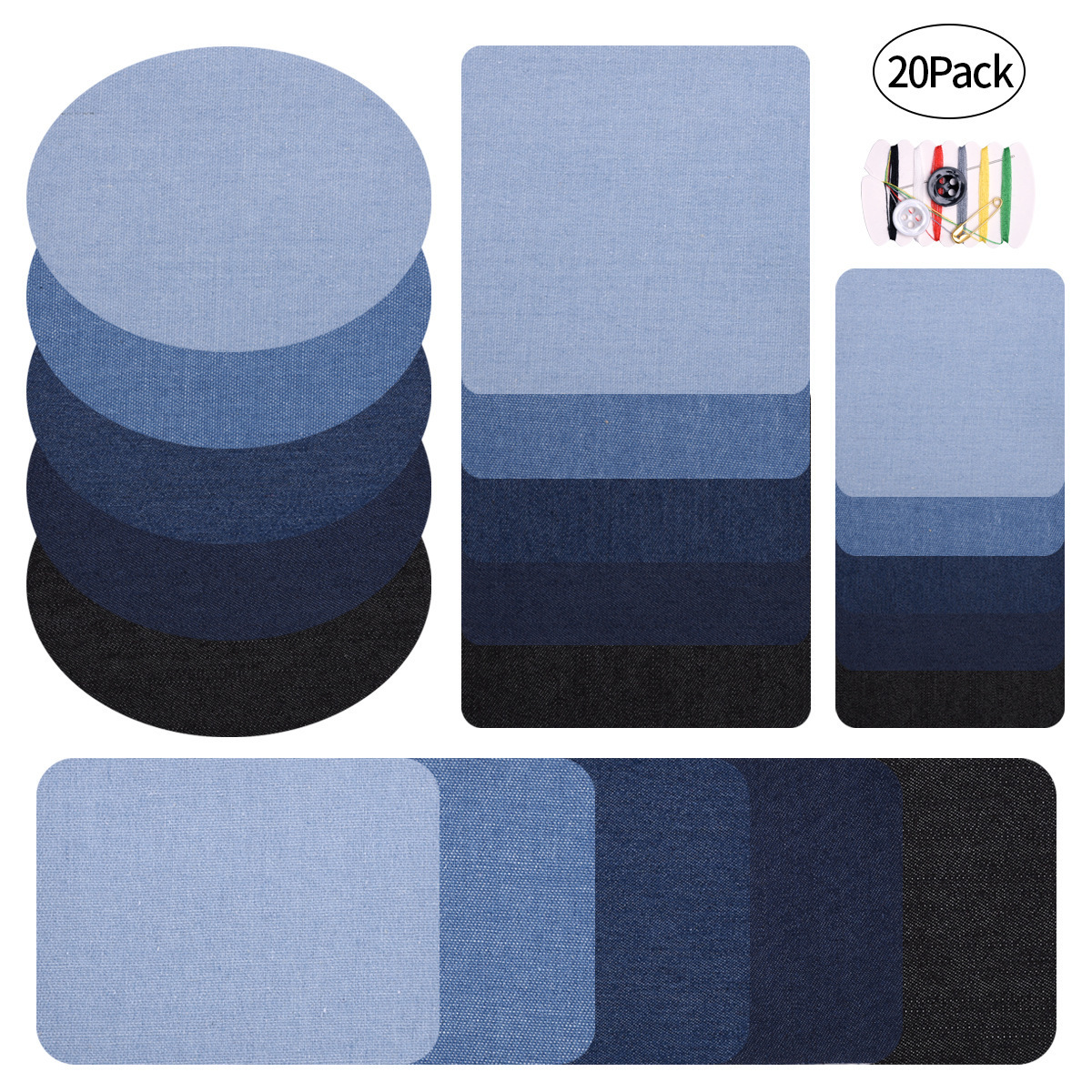 Thickened denim cut rectangular oval adhesive patch patch cloth sticker scissable bag elbow pants knee patch