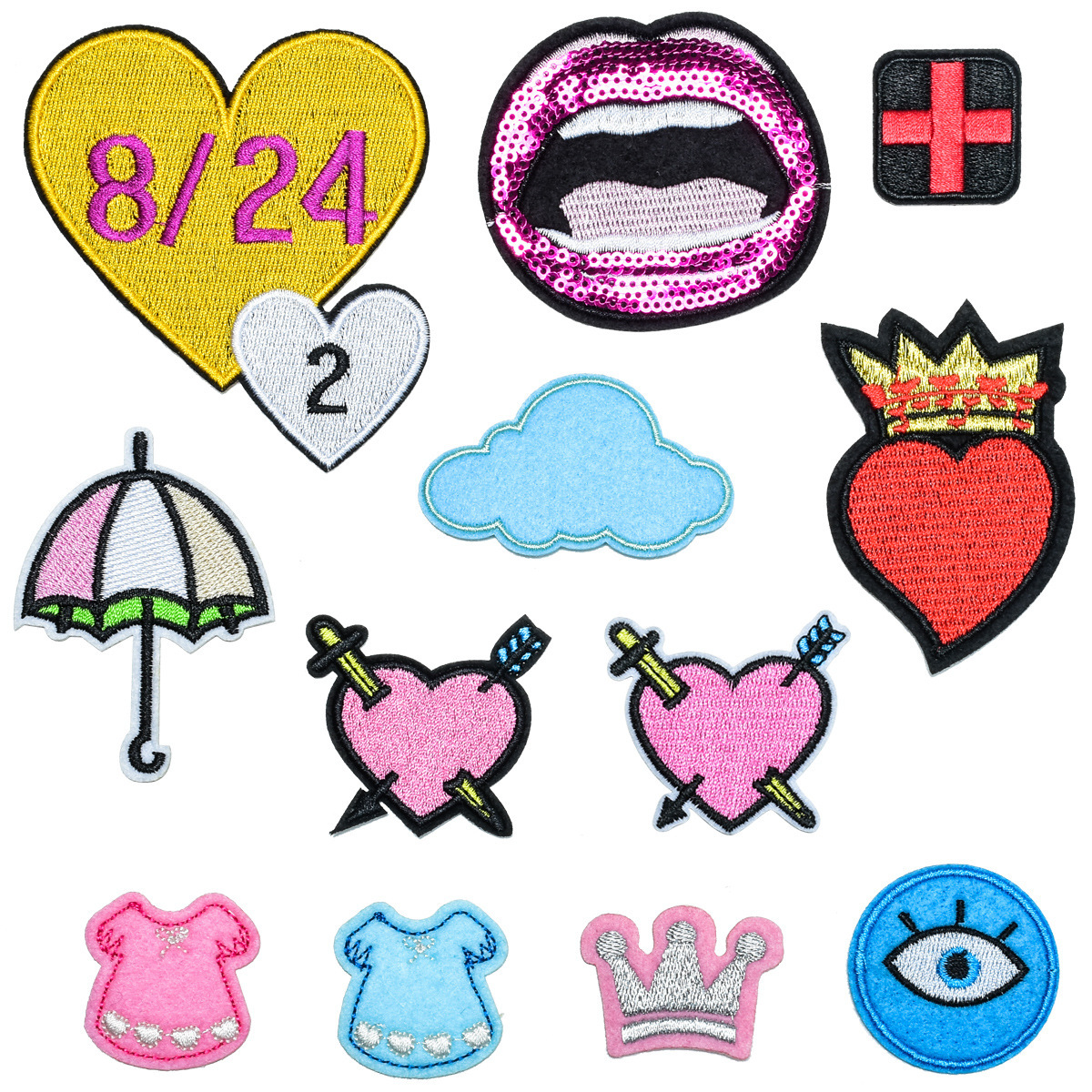 Cartoon cloth sticker clothes patch sticker clothes patch hole children's clothing decoration animal sequins lips cloth label