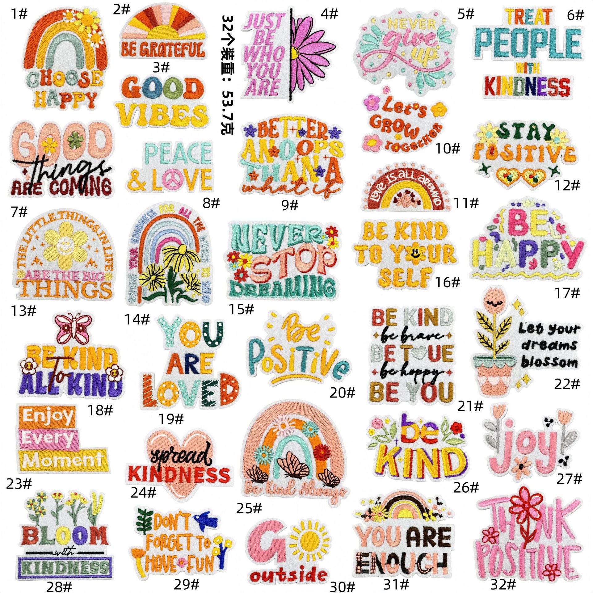 Fun cloth sticker color English word backpack travel decoration ironing model