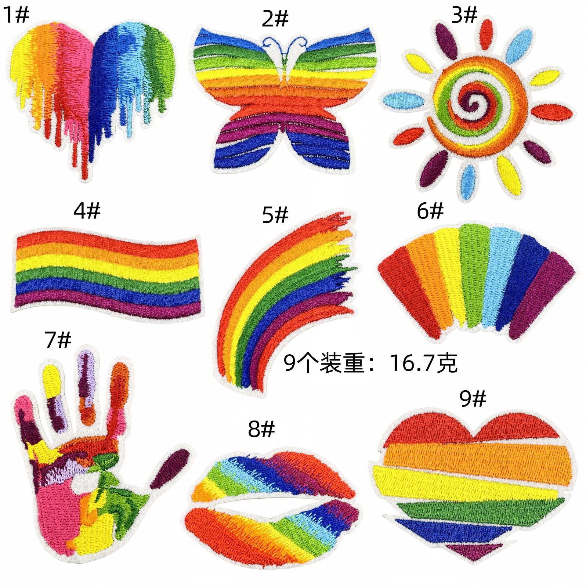 rainbow color cloth sticker love palm patch sticker color sun clothes dress patch model