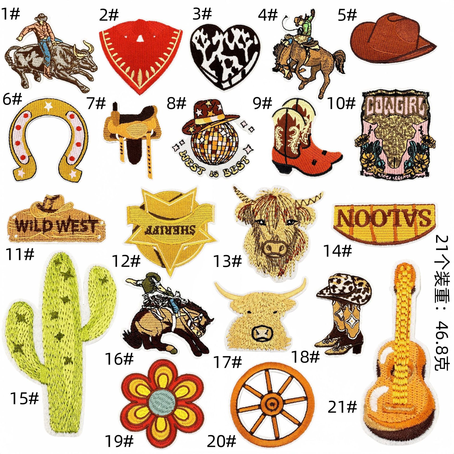 cross farm pastoral cloth sticker western denim accessories boots cactus ironing