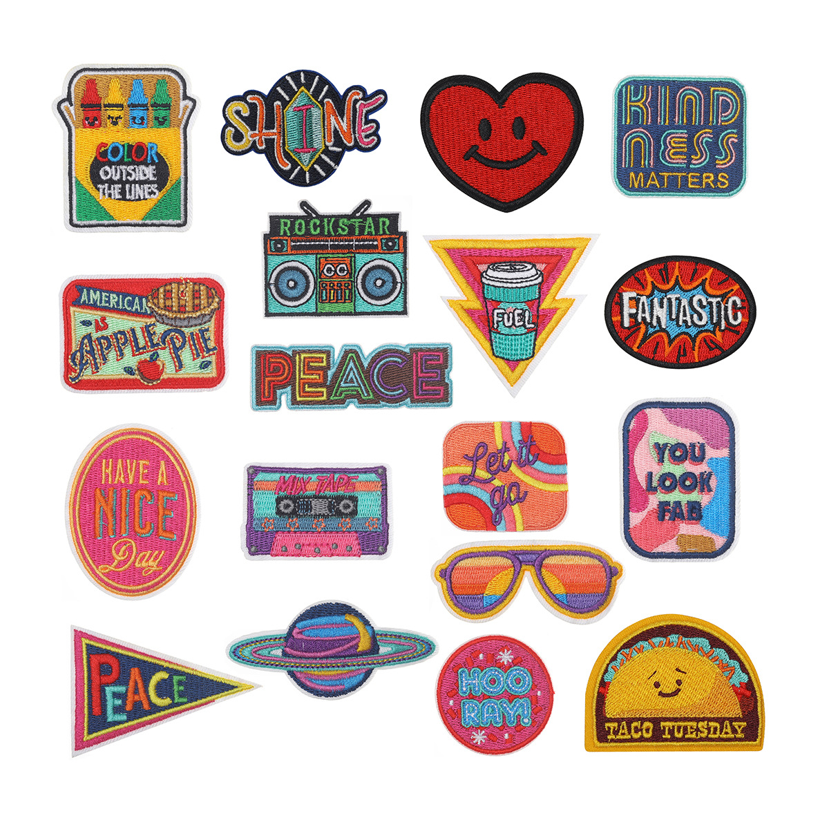 embroidery product cloth sticker tape radio patch sticker love expression English letter decorative sticker