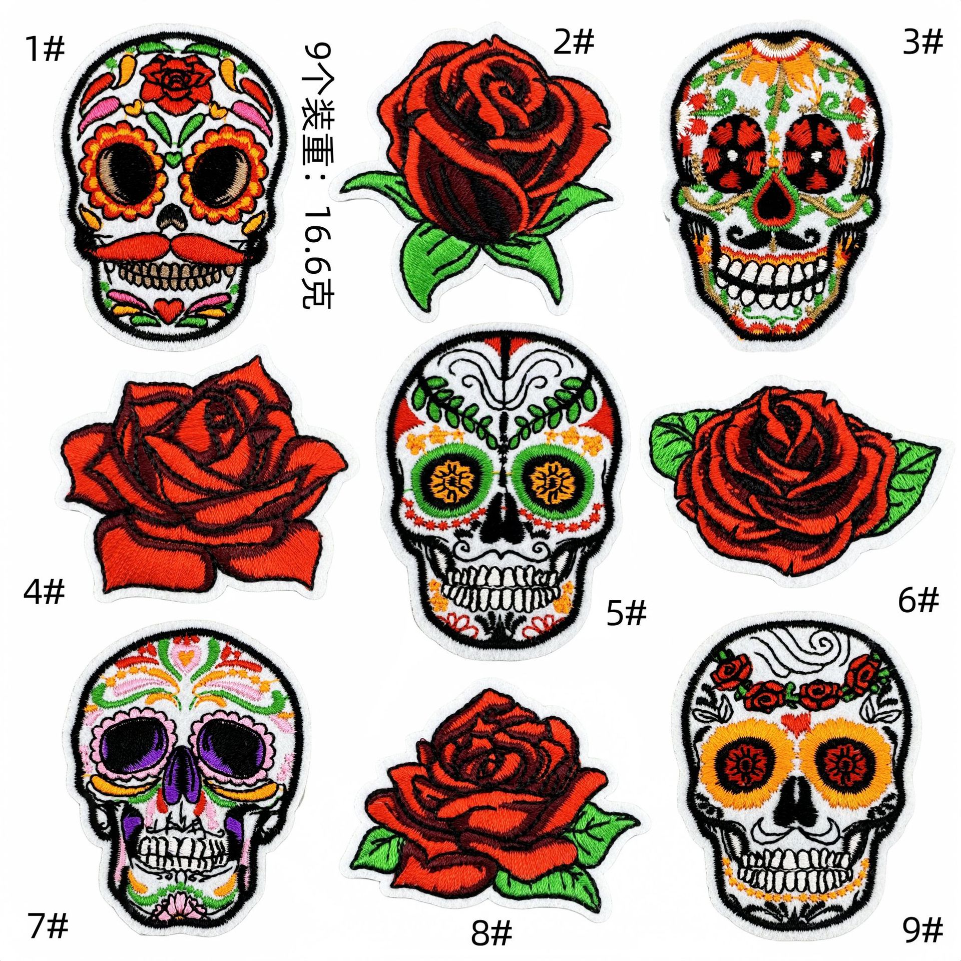 Skull tattoo cloth sticker funny face punk sticker Mexican undead masquerade party clothing accessories